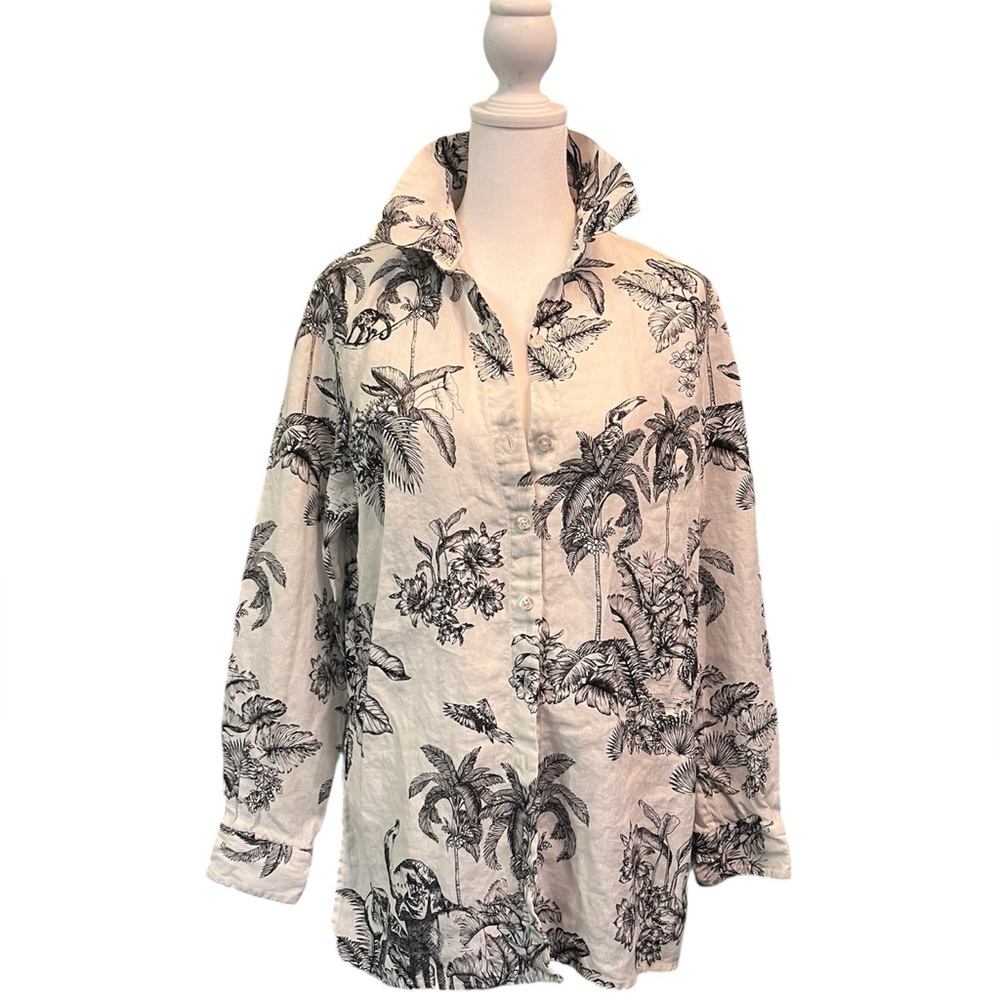 Tommy Bahama 100% Linen Oversized Hawaiian Shirt Tropical printed,